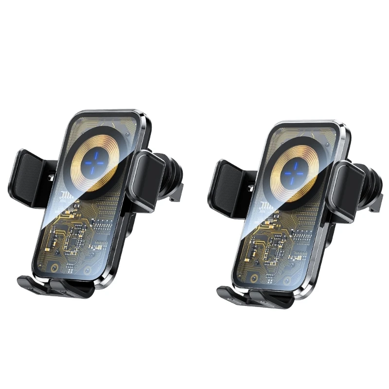 

Convenient Car Phone Mount with Wireless Charging Auto Clamping 15W/10W/7.5W Fast Charge Air Vent Mount Phone 40GE