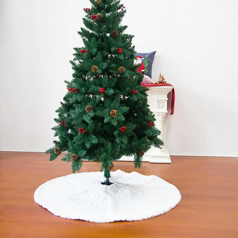

Christmas Tree Skirt Thicker Soft Cozy Round Bronzing Tree Pattern Scene Layout White Party Decoration Xmas Tree Floor Mat Party