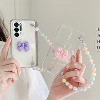 for oppo find n case ins style bow pattern color chain transparent case for oppo findn transparent protective case for girls