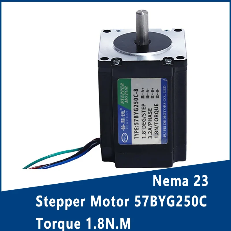 Шаговый двигатель Nema 23 57BYG250C Крутящий момент 1 8 Нм Диаметр вала 6 35 мм Выходная