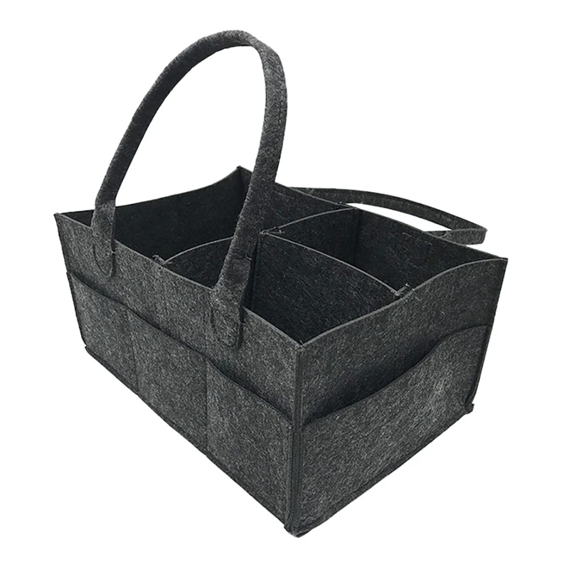

Baby Diaper Caddy Organizer Portable Nursery Storage Bin Felt Basket With Multi Pockets And Changeable Compartments