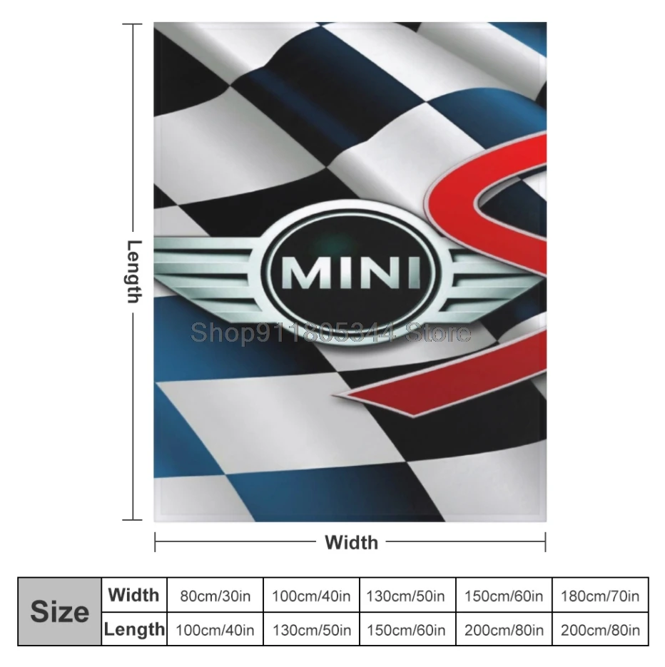 

A-Mini Cooper Car Logo Throw Blanket Fuzzy Warm Throws for Winter Bedding 3D Printing Soft Micro Fleece Blanket