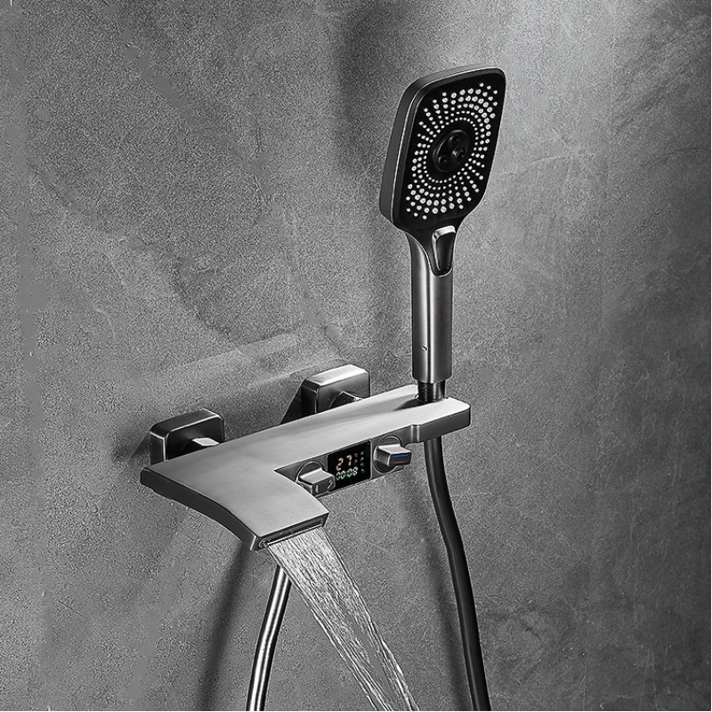 Латунный Смеситель для ванны с цифровым дисплеем смеситель душа Водопад