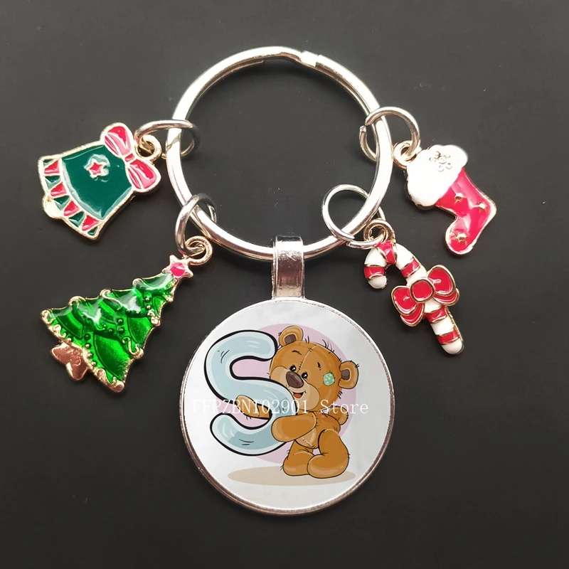 Женский брелок-кольцо со стеклянной подвеской