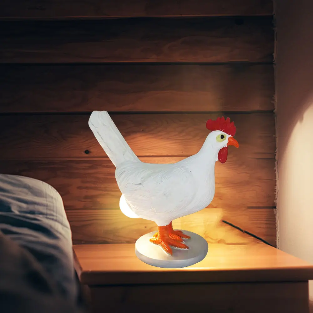 

Nordic Style Chicken Desktop Lamp Resin Sculpture Night Light Funny Decorative Ornament for Bedside Living Room Home Decoration