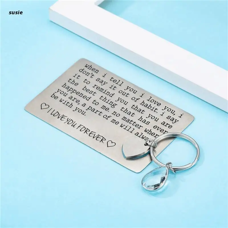 

X7YA 2x/set Personalized Wallet Card for Anniversary Birthday with Keyring for Men