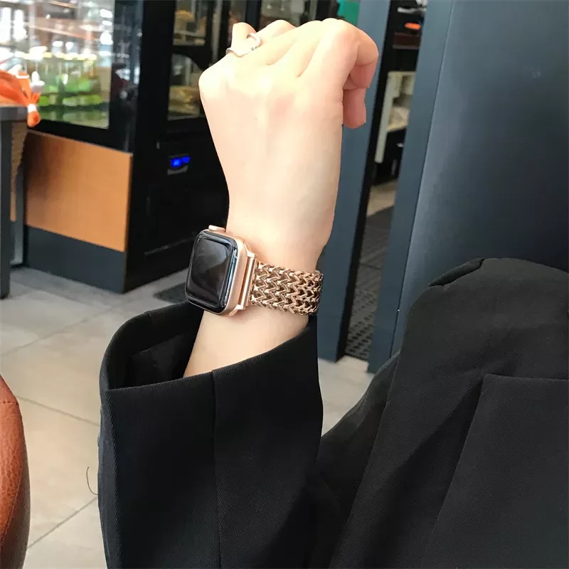 

Luxury Bracelet For Apple Watch Band 45mm 41mm 38mm 40mm 44mm 42mm Metal Watchband Bracelet iWatch Series 7 SE 6 5 4 3 2 Strap