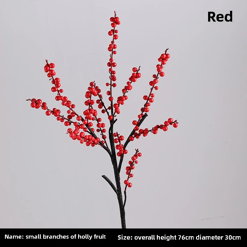 

1 шт., искусственные падубы, красные фрукты, высококачественные искусственные цветы, 76 см, декоративные украшения для гостиной, стола, ярко-красные