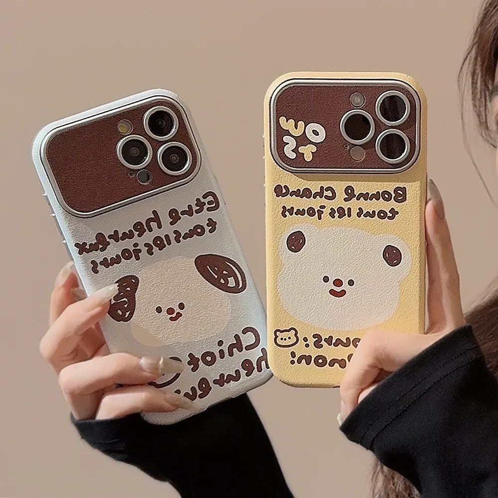 Funny Graffiti smile bear puppy art Plating Phone Case For iPhone 15 14 13 12 11 Pro Max Plus Cute Cartoon Soft Cover