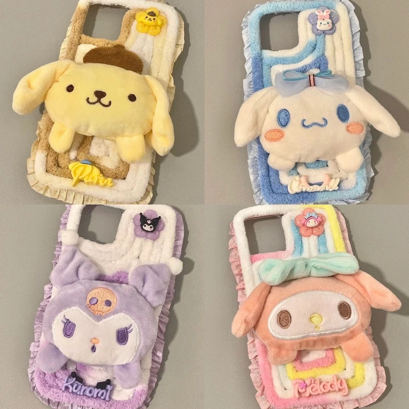 

Sanrio My Melody Apple Phone Case for IPhone14ProMax/13 Cartoon Kuromi Plush 11/12 Silica Gel Kawaii Cinnamoroll Girl Soft Shell