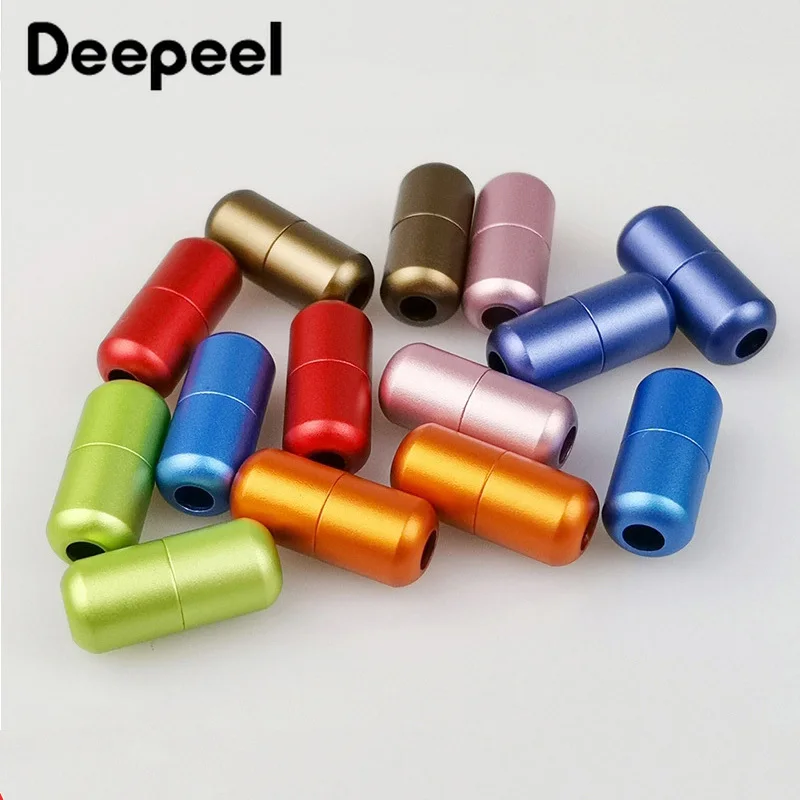 

20Pcs Deepeel 8*18mm Colored Shoe Buckle Rope End Cap Cord Lock Stopper Bag Strap Buckles Hardware Metal Decoration Accessories