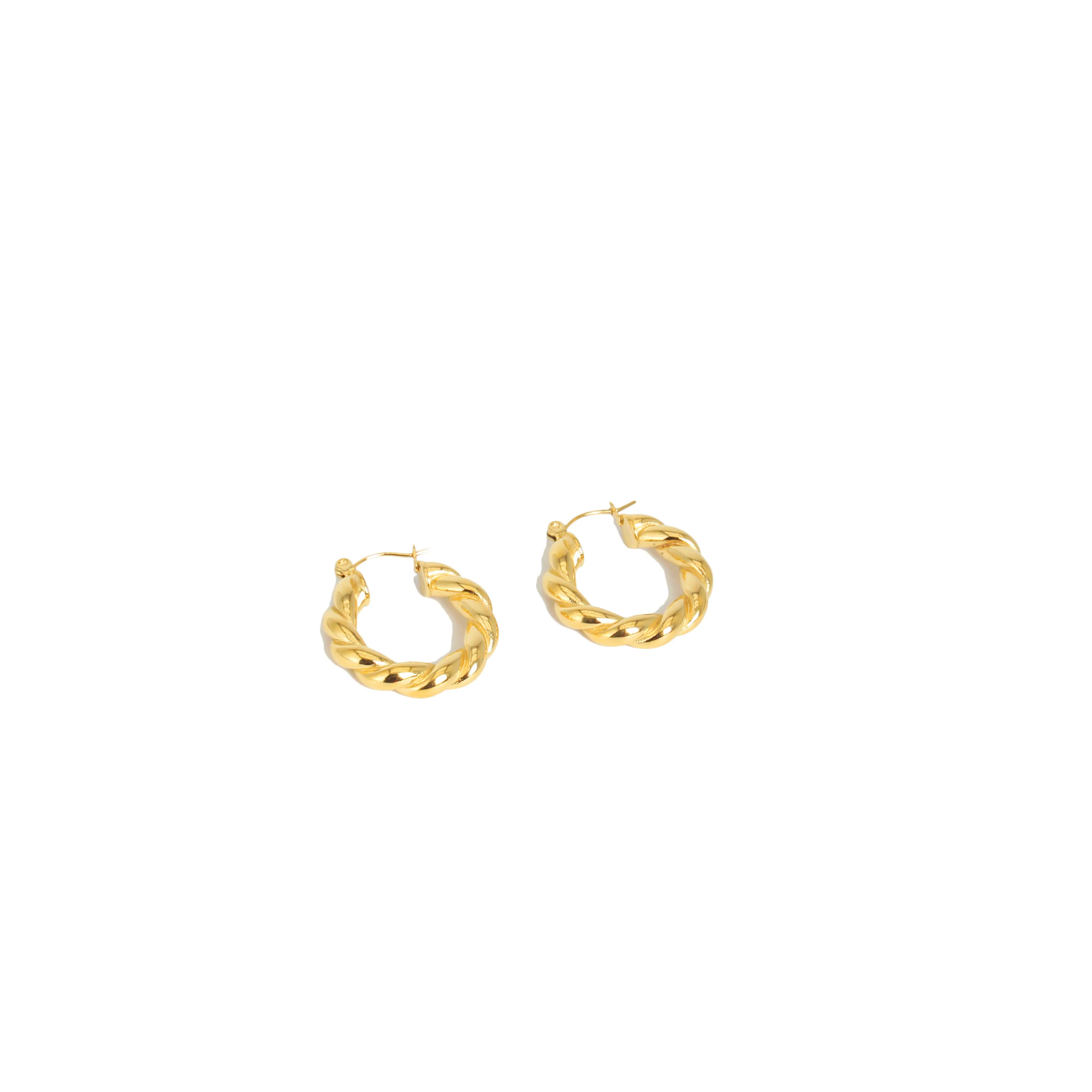 

18K Gold Plated Stainless Steel Waterproof Chunky Hoop Earrings For Women Jewelry