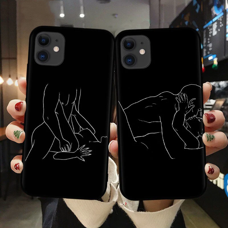 

Anime Abstract Line Sexy Couple Body Fashion Soft Case for IPhone 11 12 13 14 15 Pro Max Plus Phone Cover Back Shell Toy Gift
