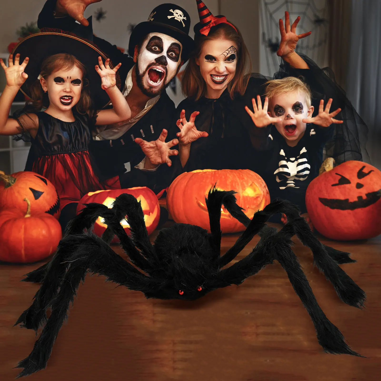 Гигантский паук с красными глазами украшения для Хэллоуина уличный комнатный