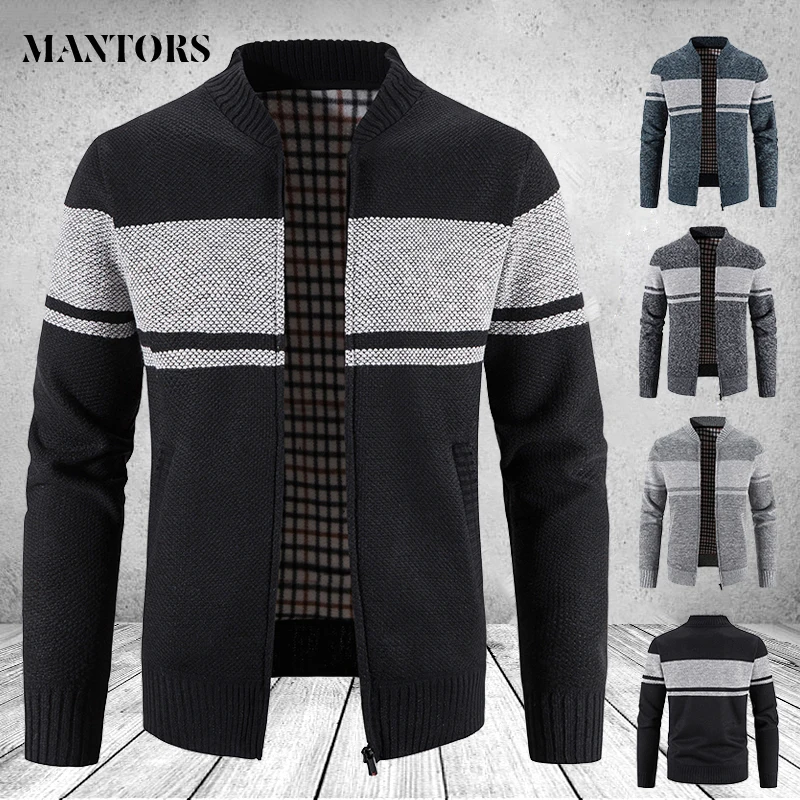 

Мужские свитера, куртка, теплые зимние вязаные мужские куртки и пальто, верхняя одежда, мужские трикотажные топы, кардиганы в полоску, 3XL
