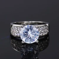 elegant ladies round crystal rhinestone ring with shiny aaaaa cz for women party wedding engagement bridal stylish jewelry