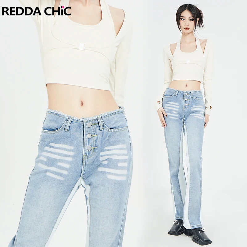 

Женские расклешенные джинсы REDDACHiC в стиле пэчворк, модель 2022 года, винтажные брюки Y2k с высокой талией, брюки в Корейском стиле, хипстерская у...