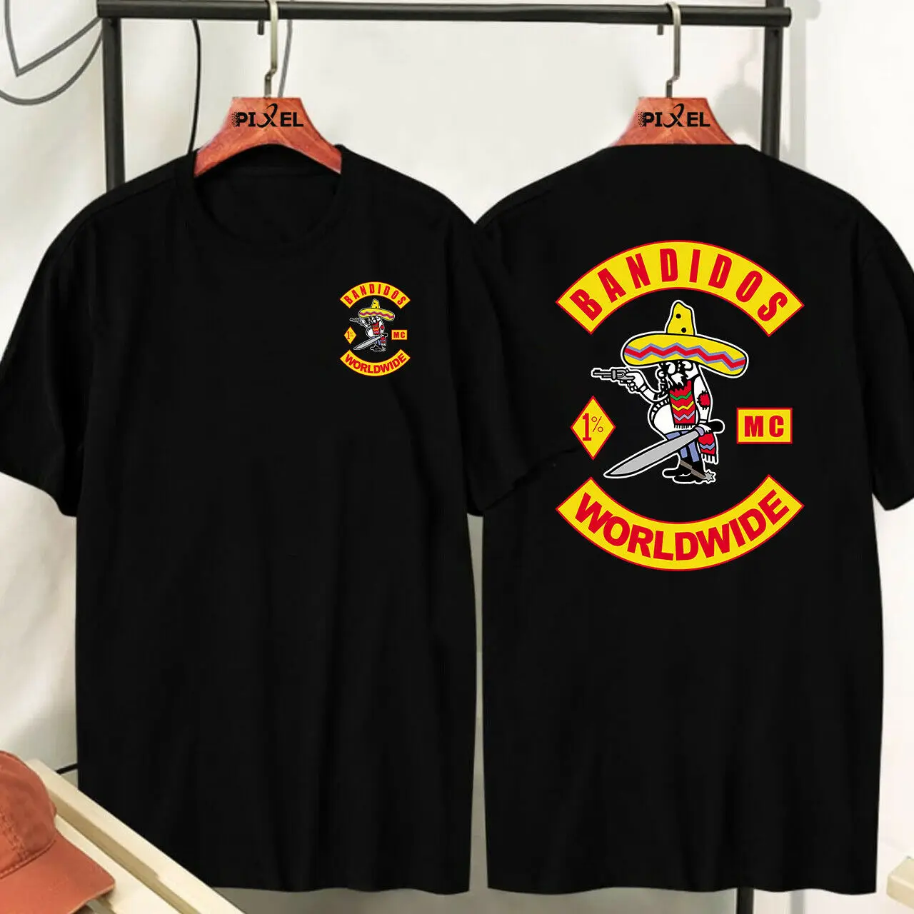 

New 2022 BANDIDOS WORDLWIDE Mens T-shirt Graphic Printed Tee
