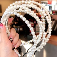 women vintage elegant full pearls simple metal hairbands lady sweet hair decorate headband hair hoops fashion hair accessories