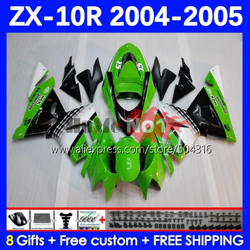 

Корпус Зеленый stock Kit для KAWASAKI NINJA ZX-10 ZX 10R 10 R ZX-10R 04-05 71MC.14 1000CC ZX1000 CC ZX10R 04 05 2004 2005 обтекатели