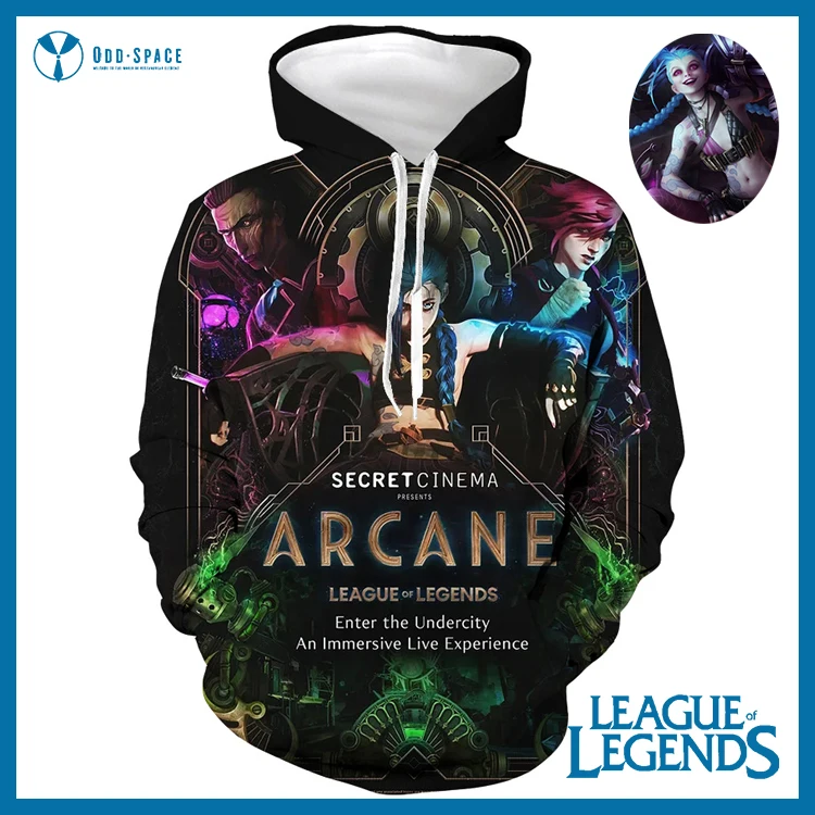 Костюм косплея игры League of Legends Jinx 3D Print для женщин/мужчин, спортивная одежда, худи, свитшот, с капюшоном на молнии Arcane.