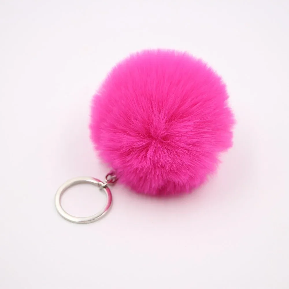 

1pcs 8cm Fake Fur Brand Bag Keychain Pompom Car Keyring Gold Color Chains Pompons Fake Fox Rabbit Fur Charms Chain