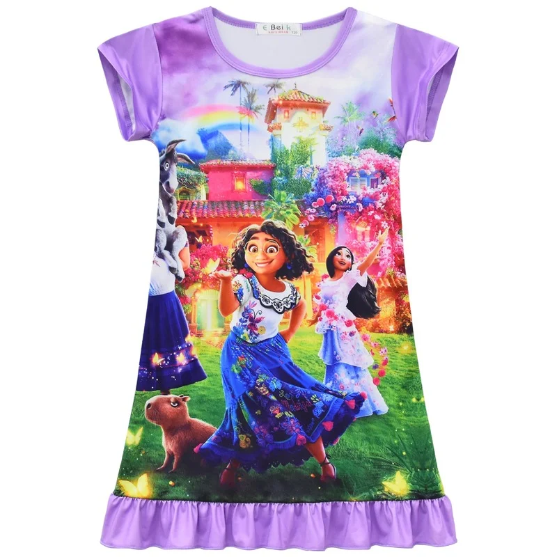 2022 Детские платья для девочек летнее платье с мультяшным принтом Пижама