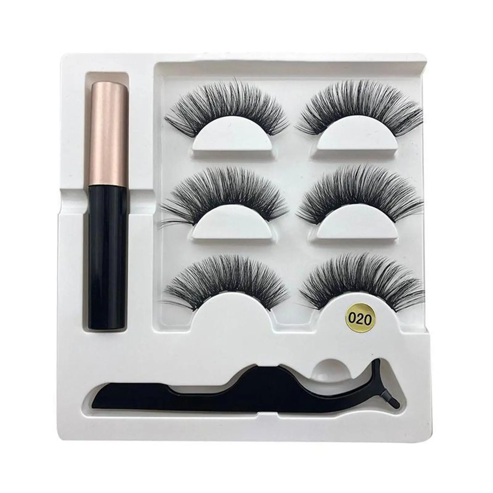 

3pairs Magnetic Lashes Fake Eyelashes Magnetic Eyeliner With Tweezer Makeup Set 3D False Natural For Mink Eye Lashes S5C4