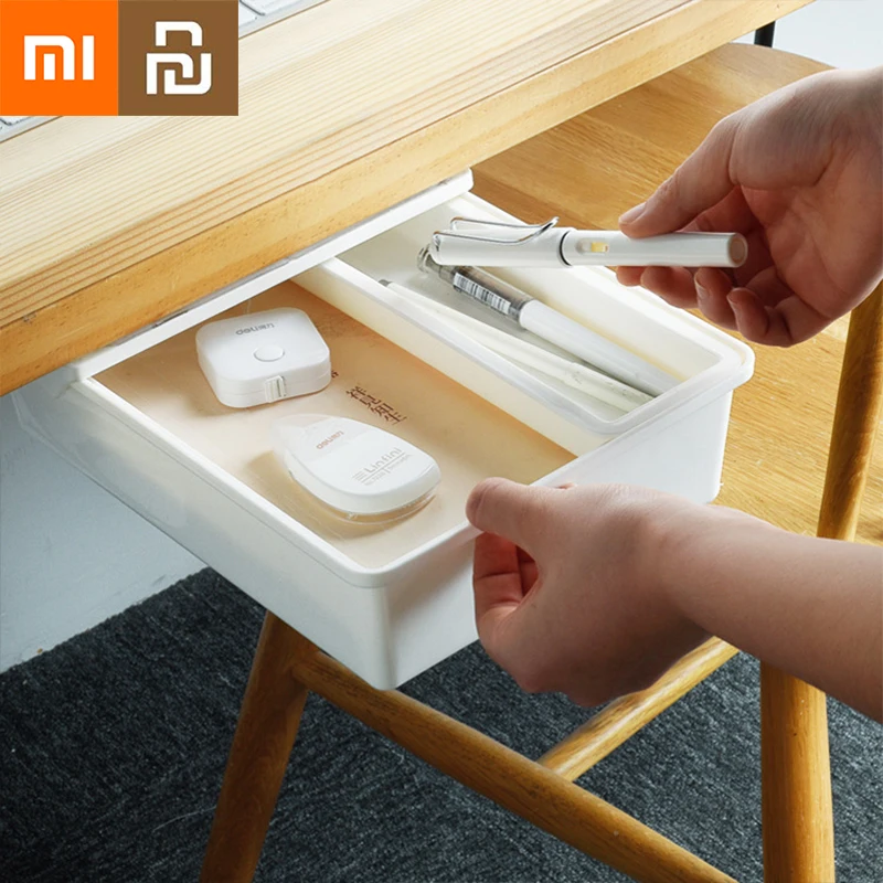 

NEW2022 Xiaomi Youpin Self Stick Pencil Tray Desk Drawer Organizer Box Under Desk Stand Self-adhesive Under-drawer Storage Box