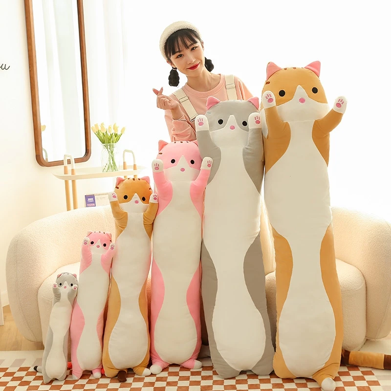 

150cm Plush cat toy Long cat pillow soft cushion for lazy sleeper oversize doll