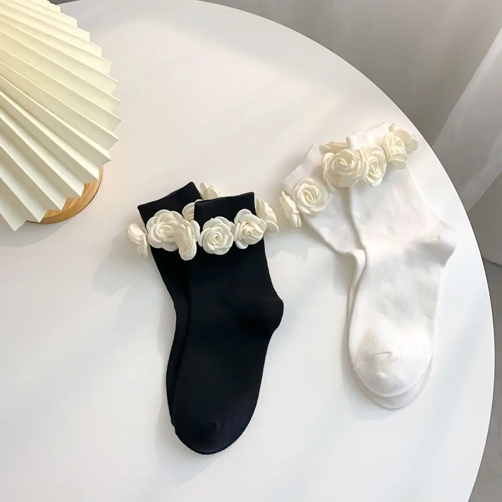 Простые милые средние весенние носки с камелией JK Rose прочные мужские женские в