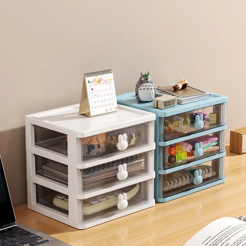 

Multilayer Desktop Organizer Small Drawer Desk Plastic Storage Box Makeup Organizer Office Stationery Storage Holder Box Cartoon