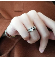 shuangr 925 silver female ring circle rose gold ring honeycomb inlaid stone rings fashion jewelry