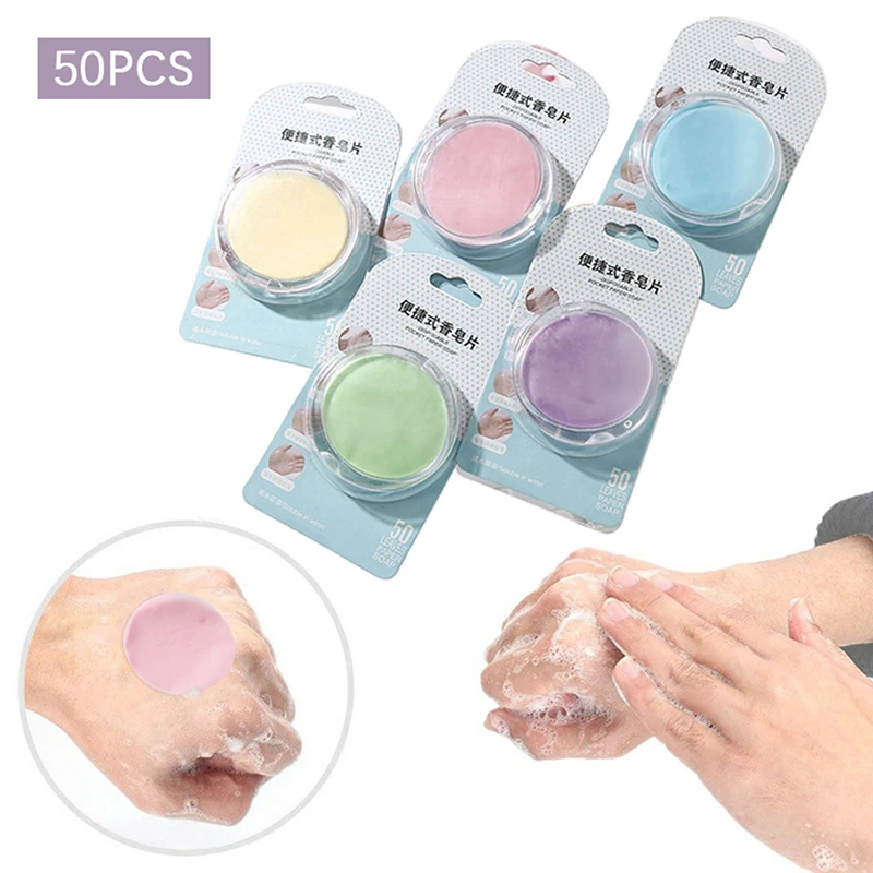 

50pcs Disinfecting Soap Paper Bath Soap Flakes Cleaning Paper Easy Washing Hand Travel Convenient Disposable Scented Slice Soap