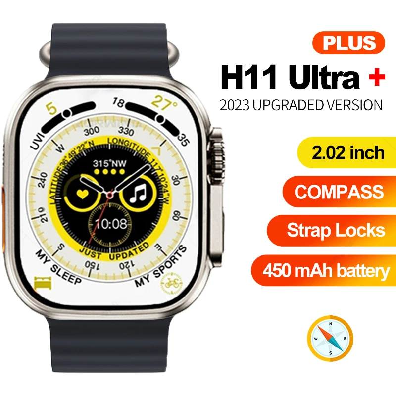 

2023 H11 Ultra Plus Smart Watch Men 49mm Compass NFC Smartwatch 2.0 Inch Upgraded 173 Sport Mode Fitness Watch for Android IOS