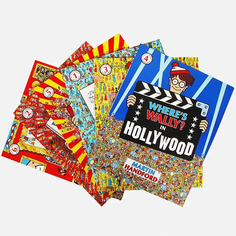 6 Pcs Big Size A4 French Books Where's Wally Children Observation Vision Focus Train Find with Jigsaw Gift for Kids Childhood