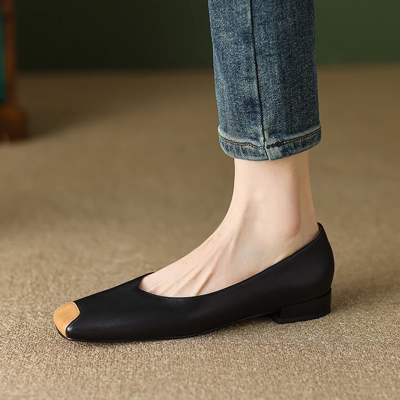 

Heihaian Korean Version Of Women's Single Shoes 2023 Spring New Square Head Shallow Mouth All Match Flat Shoes