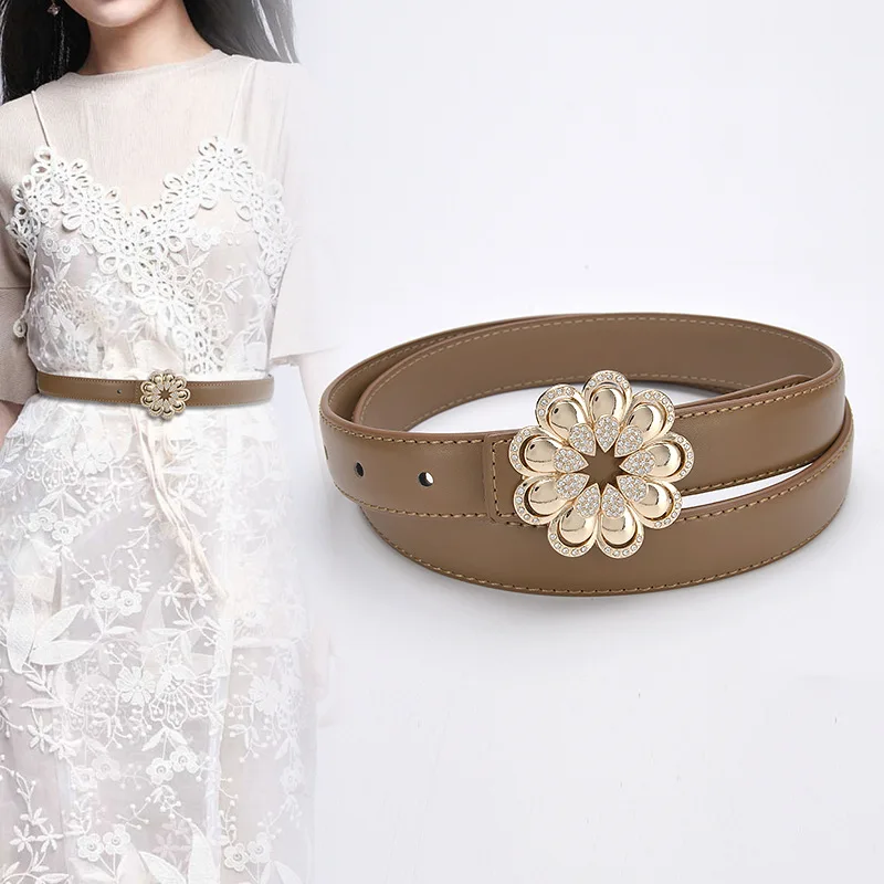 

Luxury Belt Female Gothic Retro y2k Jeans Accessories Girdle Fashion Casual Simple Versatile Cow Leather Waistband for Women