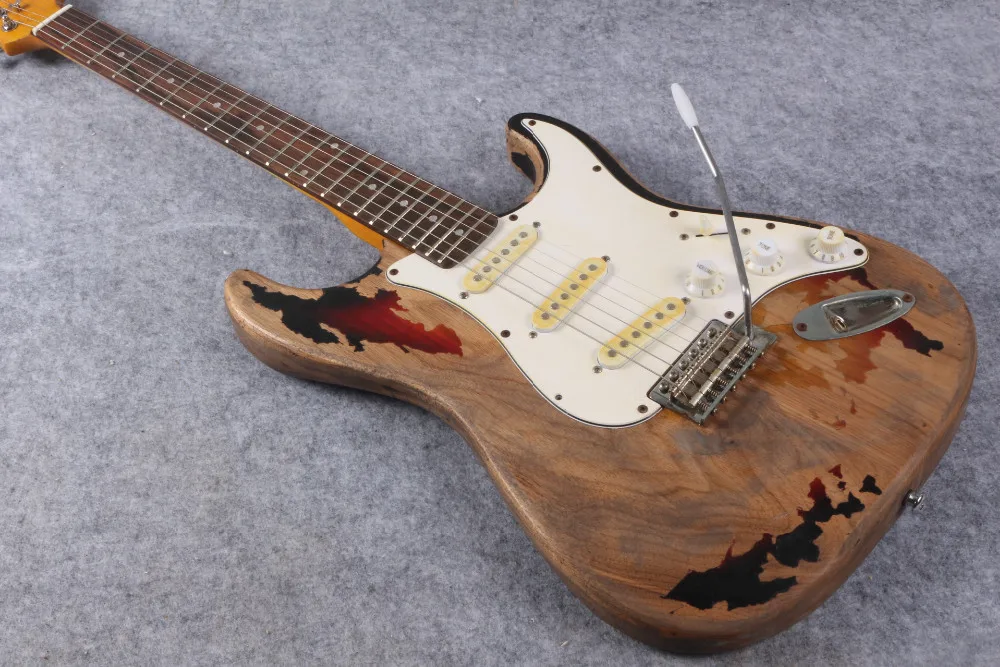 

1961 Rory Gallagher Tribute ST Strat ocaster Extremely Relic 3 Tone Sunburst Electric Guitar Alder Body White Pickguard