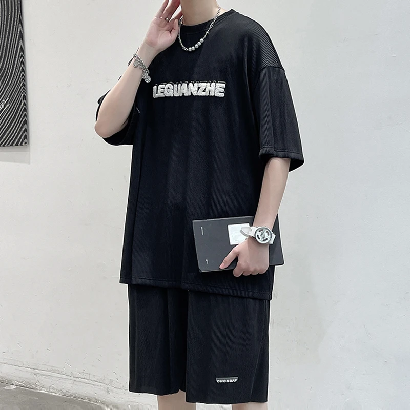 Мужские летние свободные повседневные комплекты размера плюс 5x l-m простые