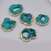 wholesale 8pcs agate crystal bud blue connector natural stone pendantdiy jewelry making hanging accessory gift party