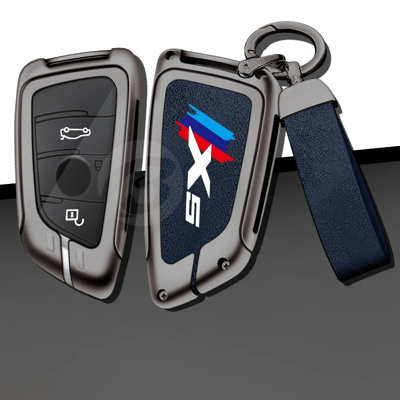 

Fashion Car Key Cover Case for BMW X5 530 525li g02 f26 Custom Logo Blade Shape Metal Keychain Full Bag Keyless Accessories