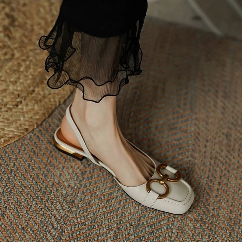 

Fashion Sandals Women 2022 Summer New Retro Closed Square Toe Sandals Elegant Office Ladies Shoe Square Heels Shoe Zapatos Mujer