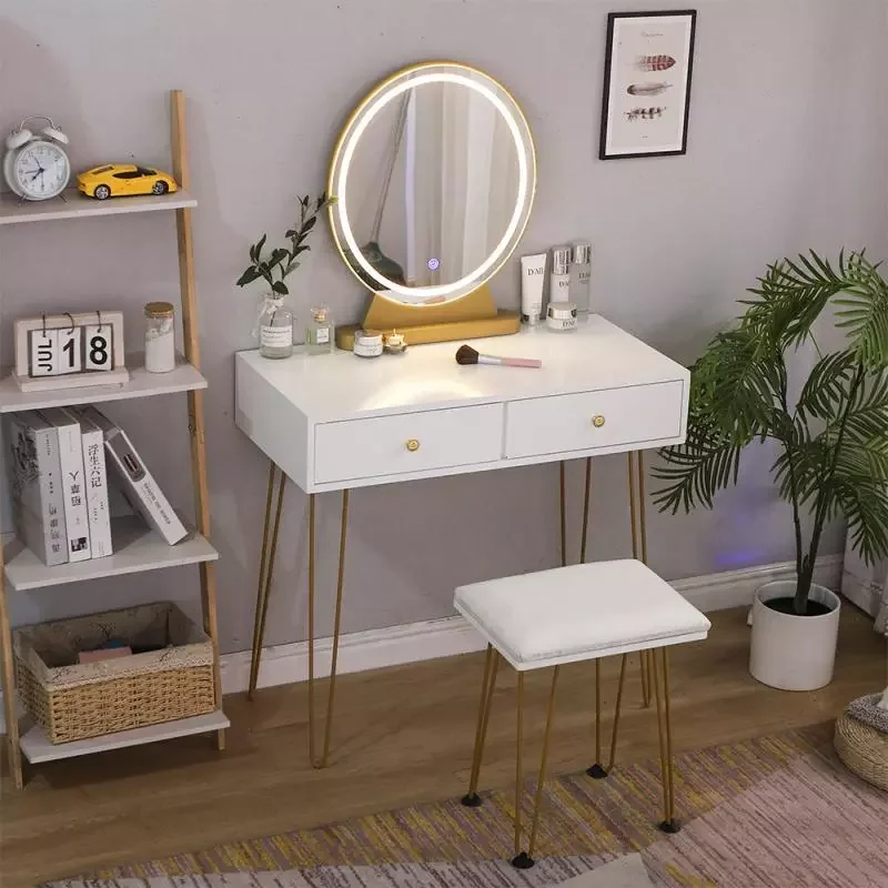 

Dressing Table Mirror Modern Simple Makeup Organizer Table Fashion Dressing Table Dresser Vanity Furniture 80*40*135cm HWC