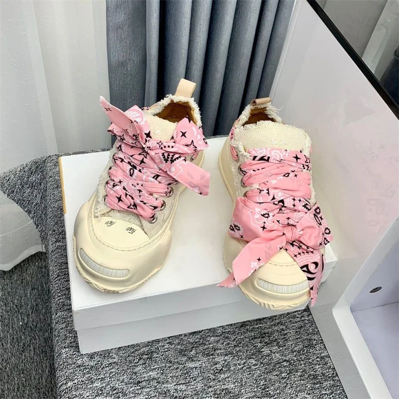 2 PCS  Satin Silk Ribbon Cashew Flowers Shoelaces For Women Bowknot Sneake White Shoes Laces Length 100cm Width 4cm