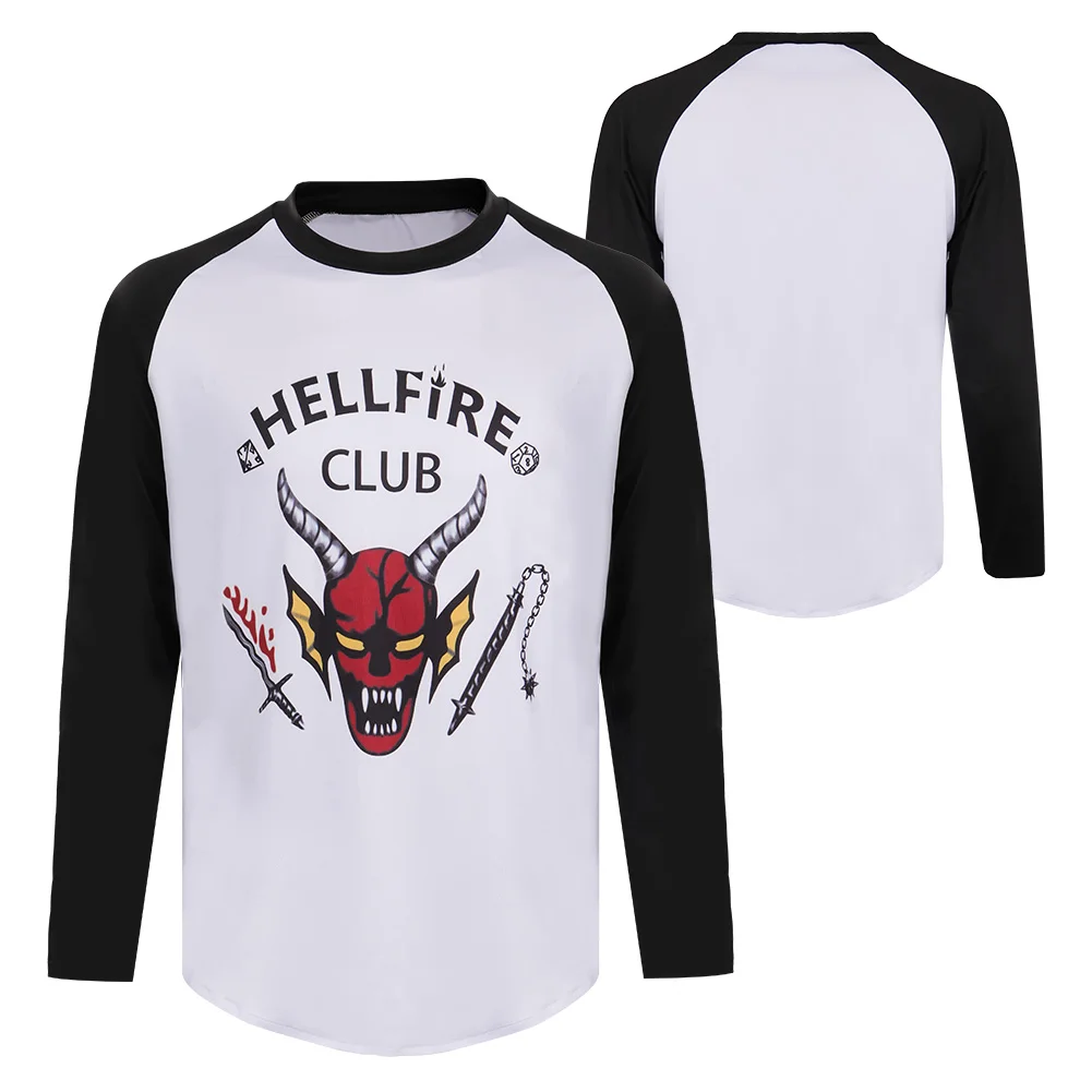 

Костюм для косплея «очень странные дела» сезон 4 (2022), Клубная рубашка Hellfire, футболка с длинным рукавом, костюм для Хэллоуина и карнавала