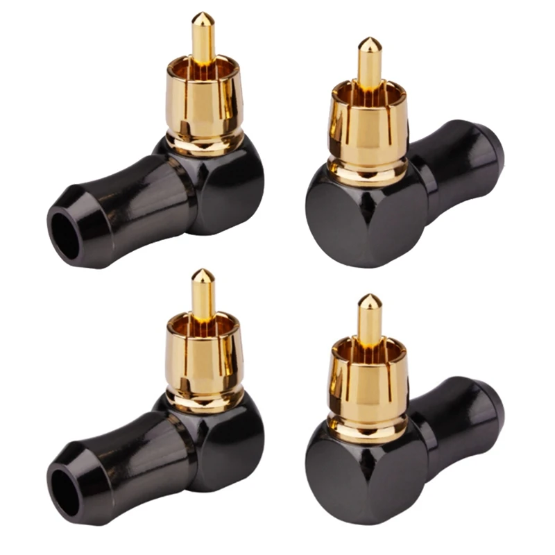 

4 шт. разъем RCA, прямоугольный угловой преобразователь, позолоченный припой для провода динамика 6,2 мм, аудиоадаптер