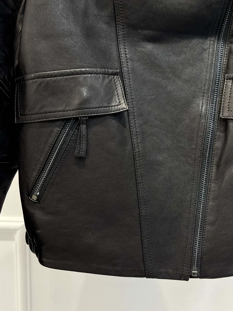 New Arrival Hot Sale Women Black Jacket 2022 Autumn Winter Collection Fashion Zipper Pockets Decoration Coat