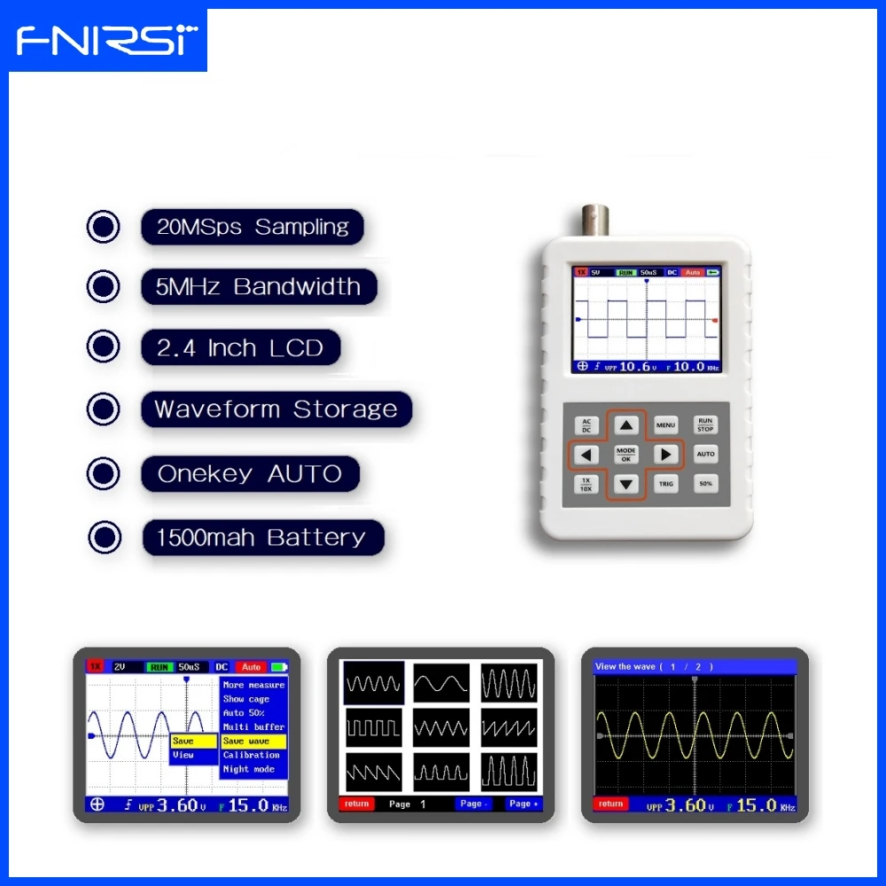 

DSO FNIRSI PRO Handheld mini portable digital oscilloscope 5M bandwidth 20MSps sampling rate