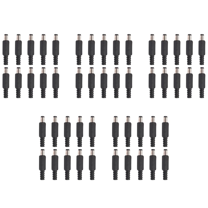 

50Pcs 5.5X2.1Mm Male Solder Dc Barrel Tip Plug Jack Straight Connectors For DC Power Supply LED Lights Switch Black